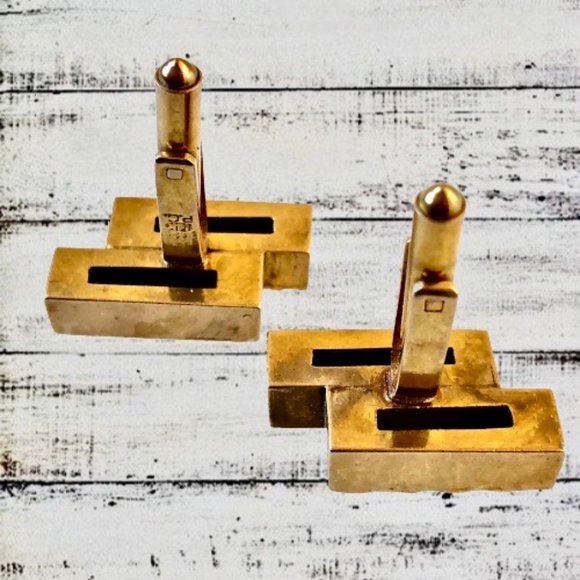 14K Yellow Gold Heavy Mens Cufflinks Signed PC 21 grams - Picture 14 of 15